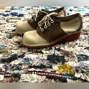 70’s Vintage Bass Saddle Lace-Up Red Soles Platform Shoes